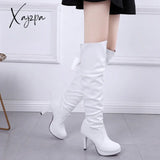 Xajzpa - New Women Boots Classics Red Sole Shoes Luxury Fashion Autumn Soft Leather Elegant