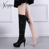 Xajzpa - New Women Boots Classics Red Sole Shoes Luxury Fashion Autumn Soft Leather Elegant