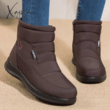 Xajzpa - New Women Boots Waterproof Snow For Winter Shoes Zipper Ankle Botas Femininas Keep Warm