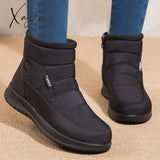 Xajzpa - New Women Boots Waterproof Snow For Winter Shoes Zipper Ankle Botas Femininas Keep Warm