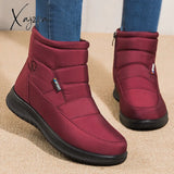 Xajzpa - New Women Boots Waterproof Snow For Winter Shoes Zipper Ankle Botas Femininas Keep Warm