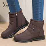 Xajzpa - New Women Boots Waterproof Snow For Winter Shoes Zipper Ankle Botas Femininas Keep Warm
