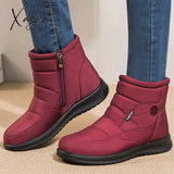 Xajzpa - New Women Boots Waterproof Snow For Winter Shoes Zipper Ankle Botas Femininas Keep Warm