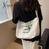 Xajzpa - New Women Canvas Tote Casual Shoulder Bag Simple Travel Crossbody Shopper Pocket