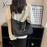 Xajzpa - New Women Canvas Tote Casual Shoulder Bag Simple Travel Crossbody Shopper Pocket