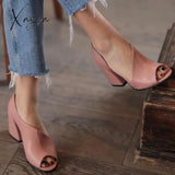 Xajzpa - New Women High Heels Peep Toe Hollow Out Soild Color Sexy Party Ladies Sandals Fahsion