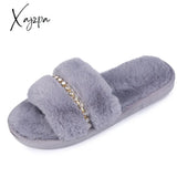 Xajzpa - New Women Home Slippers Fashion Shiny Rhinestones Design Open Toe Indoor Winter Flat