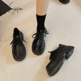 Xajzpa - New Women Loafers Classic Platform Chunky Heel Black Ladies Pumps Female Mary Jane Derby