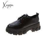 Xajzpa - New Women Loafers Classic Platform Chunky Heel Black Ladies Pumps Female Mary Jane Derby