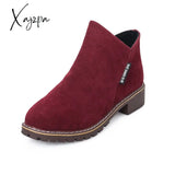 Xajzpa - New Women Martin Boots Autumn Winter Classic Zipper Snow Ankle Suede Warm Fur Plush Shoes