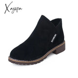 Xajzpa - New Women Martin Boots Autumn Winter Classic Zipper Snow Ankle Suede Warm Fur Plush Shoes