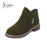 Xajzpa - New Women Martin Boots Autumn Winter Classic Zipper Snow Ankle Suede Warm Fur Plush Shoes