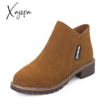 Xajzpa - New Women Martin Boots Autumn Winter Classic Zipper Snow Ankle Suede Warm Fur Plush Shoes