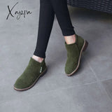 Xajzpa - New Women Martin Boots Autumn Winter Classic Zipper Snow Ankle Suede Warm Fur Plush Shoes