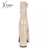 Xajzpa - New Women Platform Boots Chunky Heels Designer Shoes For Motorcycle Side Zipper Women’s