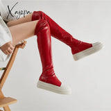 Xajzpa - New Women Shoes Over Knee High Boots Luxury Trainers Winter Casual Brand Snow Spring Flats