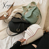 Xajzpa - New Women’s Bag Leisure Saddle Pu Solid Color Diagonal Fashion Easy Matching Lady Handbags