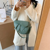 Xajzpa - New Women’s Bag Leisure Saddle Pu Solid Color Diagonal Fashion Easy Matching Lady Handbags