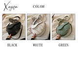 Xajzpa - New Women’s Bag Leisure Saddle Pu Solid Color Diagonal Fashion Easy Matching Lady Handbags