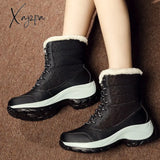 Xajzpa - New Women’s Boots High Top Shoes Thick High Heel Cotton Outdoor Warm Uggs Large Size For