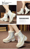 Xajzpa - New Women’s Boots High Top Shoes Thick High Heel Cotton Outdoor Warm Uggs Large Size For