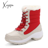 Xajzpa - New Women’s Boots High Top Shoes Thick High Heel Cotton Outdoor Warm Uggs Large Size For