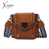 Xajzpa - New Women’s Handbag Pu Leather Quality Messenger Crossbody Bag Retro Heart-Shaped Lock