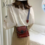 Xajzpa - New Women’s Handbag Pu Leather Quality Messenger Crossbody Bag Retro Heart-Shaped Lock