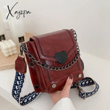 Xajzpa - New Women’s Handbag Pu Leather Quality Messenger Crossbody Bag Retro Heart-Shaped Lock