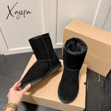 Xajzpa - New Year’s Classic Leather High-Top Snow Boots Winter Thickening Non-Slip Casual