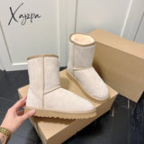 Xajzpa - New Year’s Classic Leather High-Top Snow Boots Winter Thickening Non-Slip Casual