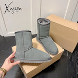 Xajzpa - New Year’s Classic Leather High-Top Snow Boots Winter Thickening Non-Slip Casual