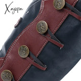 Xajzpa - Nice Roman Style Autumn And Winter New Boots Round Toe Wedge Embroidered Couple Plus Size