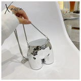 Xajzpa - Niche Design Silver Lipstick Pouch Women Luxury Evening Bag Headphone Butt Shape Acrylic