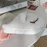 Xajzpa - Novelty Design Fur Slippers Warm Indoor Couple Shoes Cute Animal Autumn Outside Slides