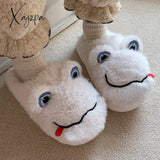 Xajzpa - Novelty Design Fur Slippers Warm Indoor Couple Shoes Cute Animal Autumn Outside Slides