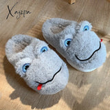 Xajzpa - Novelty Design Fur Slippers Warm Indoor Couple Shoes Cute Animal Autumn Outside Slides