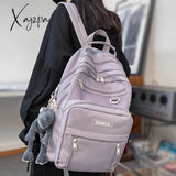 Xajzpa - Nylon Male Female Waterproof Purple College Backpack Men Women Laptop Bag Cool Boy Girl