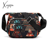 Xajzpa - Nylon Shoulder Bag For Women Waterproof Multi-Pocket Zipper Messenger Flower Travel Purses