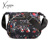 Xajzpa - Nylon Shoulder Bag For Women Waterproof Multi-Pocket Zipper Messenger Flower Travel Purses