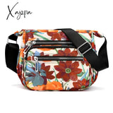 Xajzpa - Nylon Shoulder Bag For Women Waterproof Multi-Pocket Zipper Messenger Flower Travel Purses