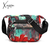 Xajzpa - Nylon Shoulder Bag For Women Waterproof Multi-Pocket Zipper Messenger Flower Travel Purses