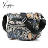 Xajzpa - Nylon Shoulder Bag For Women Waterproof Multi-Pocket Zipper Messenger Flower Travel Purses