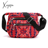 Xajzpa - Nylon Shoulder Bag For Women Waterproof Multi-Pocket Zipper Messenger Flower Travel Purses