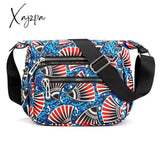 Xajzpa - Nylon Shoulder Bag For Women Waterproof Multi-Pocket Zipper Messenger Flower Travel Purses