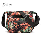 Xajzpa - Nylon Shoulder Bag For Women Waterproof Multi-Pocket Zipper Messenger Flower Travel Purses