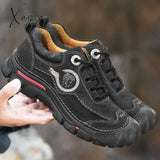 Xajzpa - Outdoor Camping Hiking Shoes Men Genuine Leather Sports Sneakers Man Travel Casual Leisure