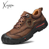 Xajzpa - Outdoor Camping Hiking Shoes Men Genuine Leather Sports Sneakers Man Travel Casual Leisure