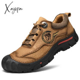 Xajzpa - Outdoor Camping Hiking Shoes Men Genuine Leather Sports Sneakers Man Travel Casual Leisure