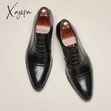 Xajzpa - Oxford For Men Business Casual Party Daily Pu Brogue Carved Lace-Up Dress Shoes With Free